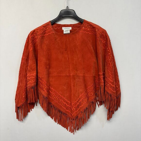 Vintage Newport News Suede Leather Poncho Western Cape SM Small Medium D052 -12 - Picture 16 of 16